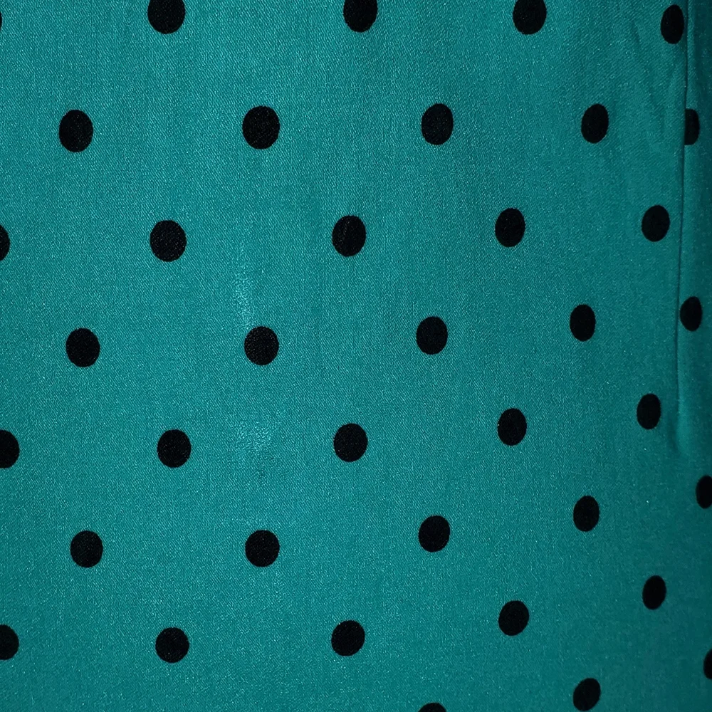 Pinup Couture Turquoise Dress with Black Polka Dots - Picture 4 of 8